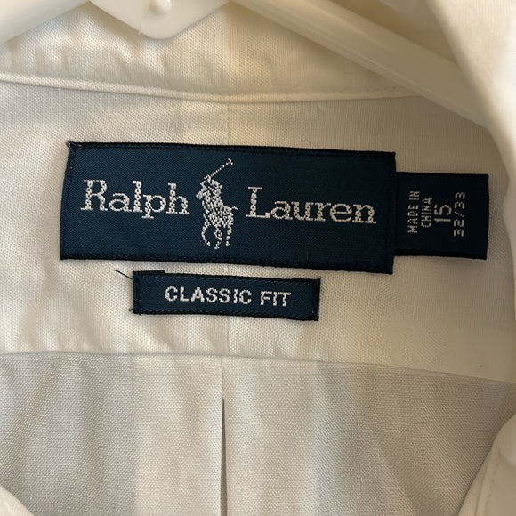 Ralph Lauren 100% Cotton White Men’s Classic Fit Dress Shirt 15 32/33 - Picture 2 of 3
